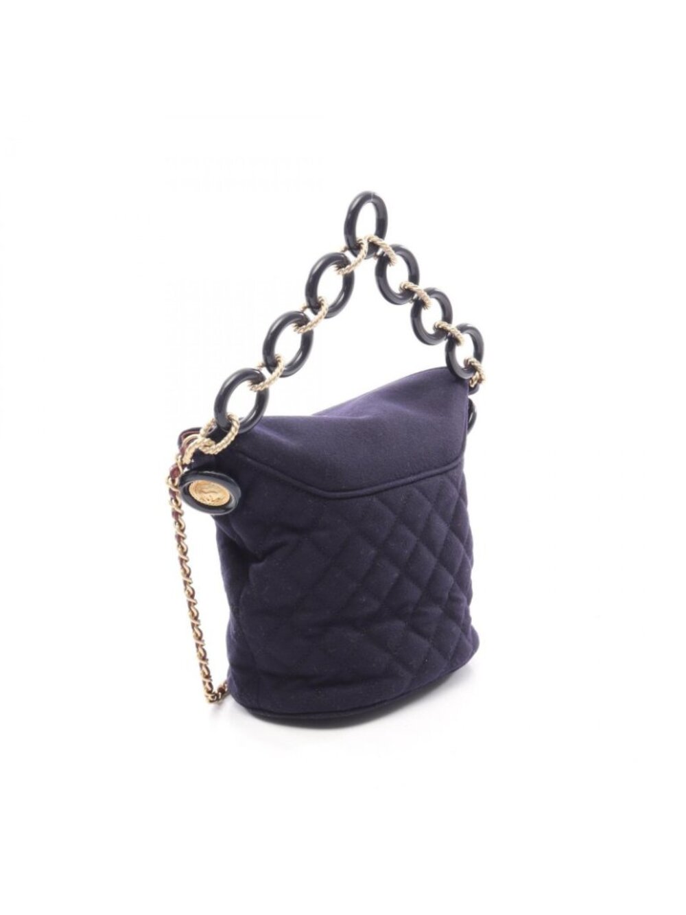 Chanel Shoulder Bag Paris Hamburg Navy Wool Small - Picture 2 of 12